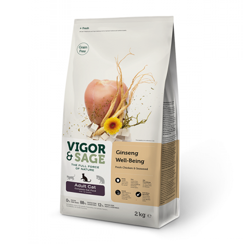 VIGOR & SAGE Ginseng – alle kattenrassen voor optimaal immunsysteem en gezondheid 4kg