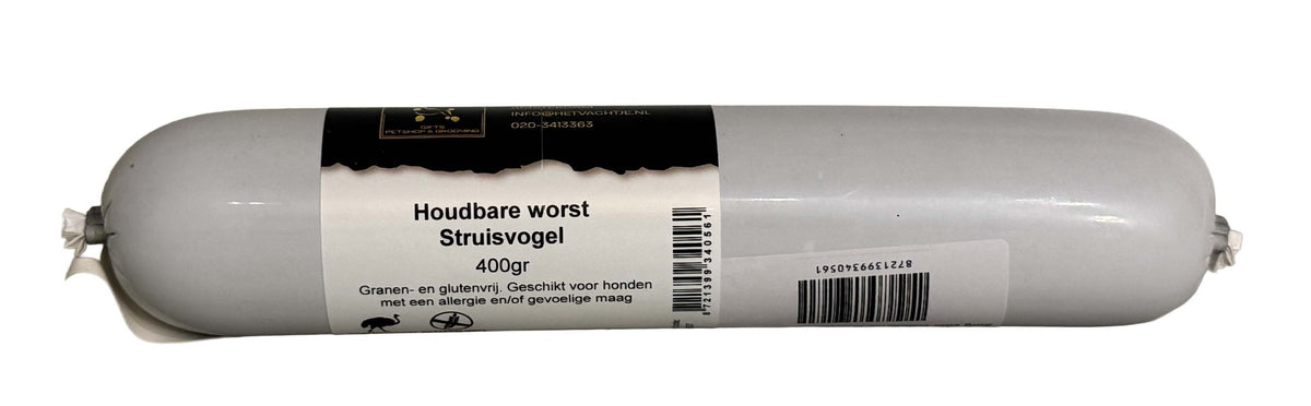 Het Vachtje Snack - Houdbare Worst Struisvogel