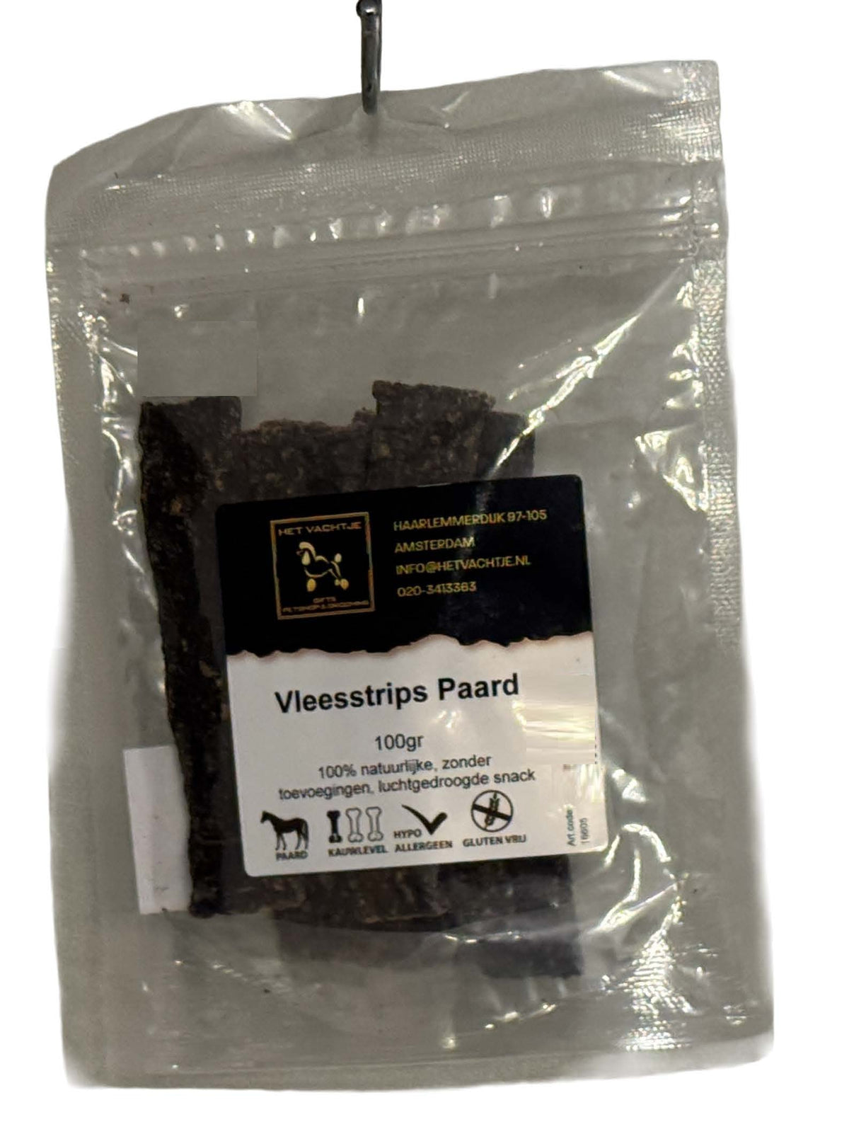 Het Vachtje Snack - Vleesstrips Paard - 100gr