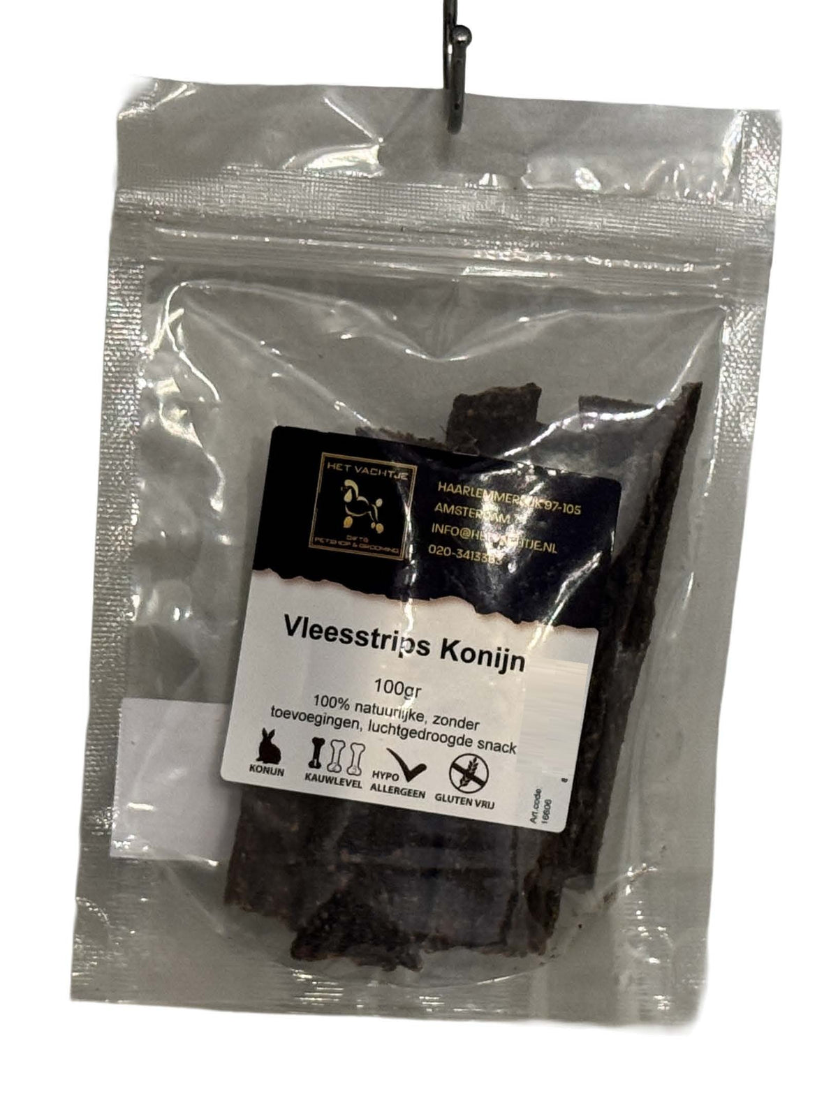 Het Vachtje Snack - Vleesstrips Konijn - 100gr