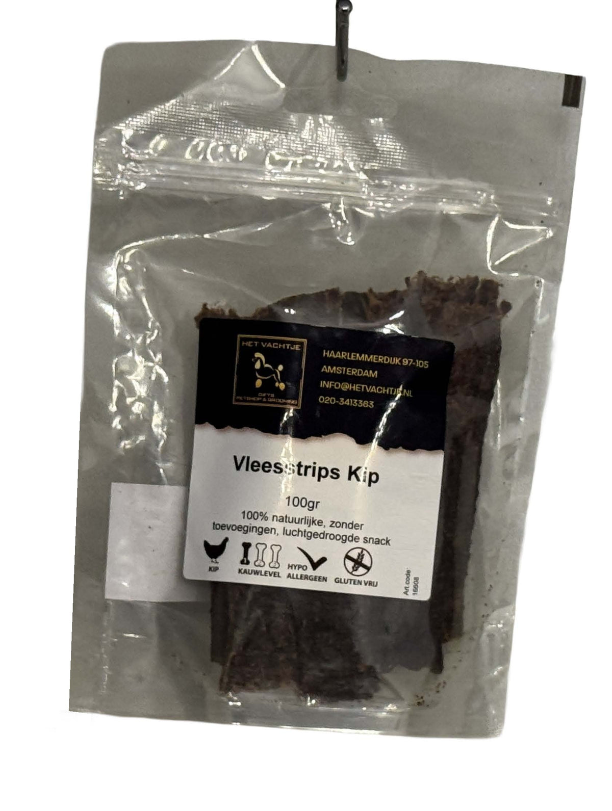 Het Vachtje Snack - Vleesstrips Kip - 100gr