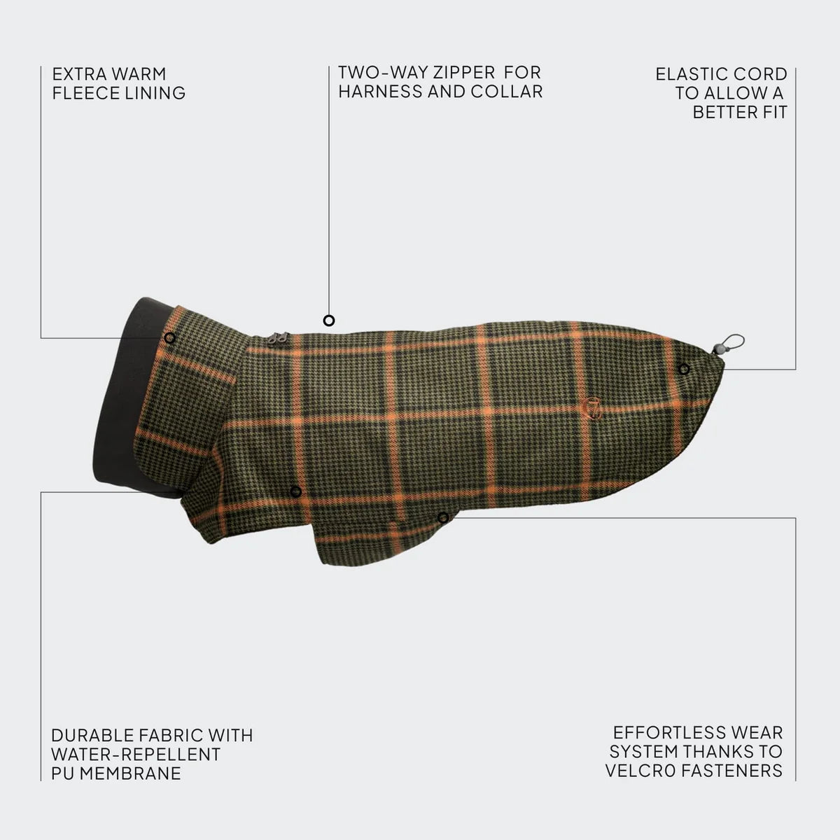 Cloud7 - Hondenjas Brooklyn Flanel Tartan Groen