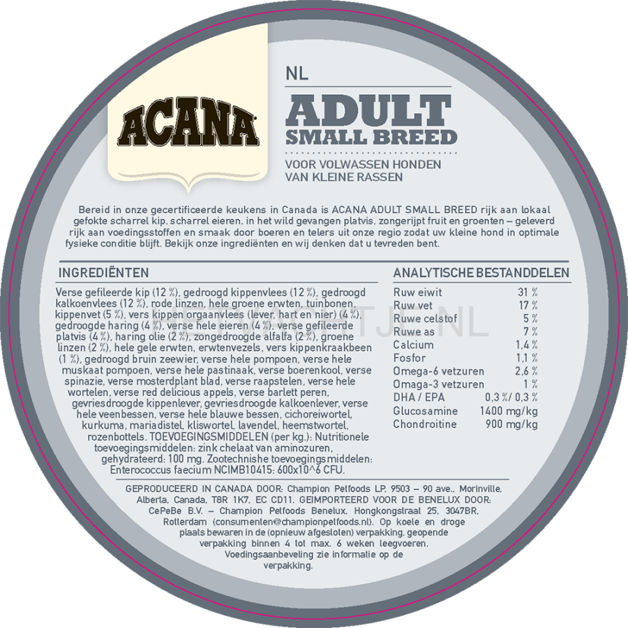 Acana Heritage Adult Small Breed Hondenvoeding