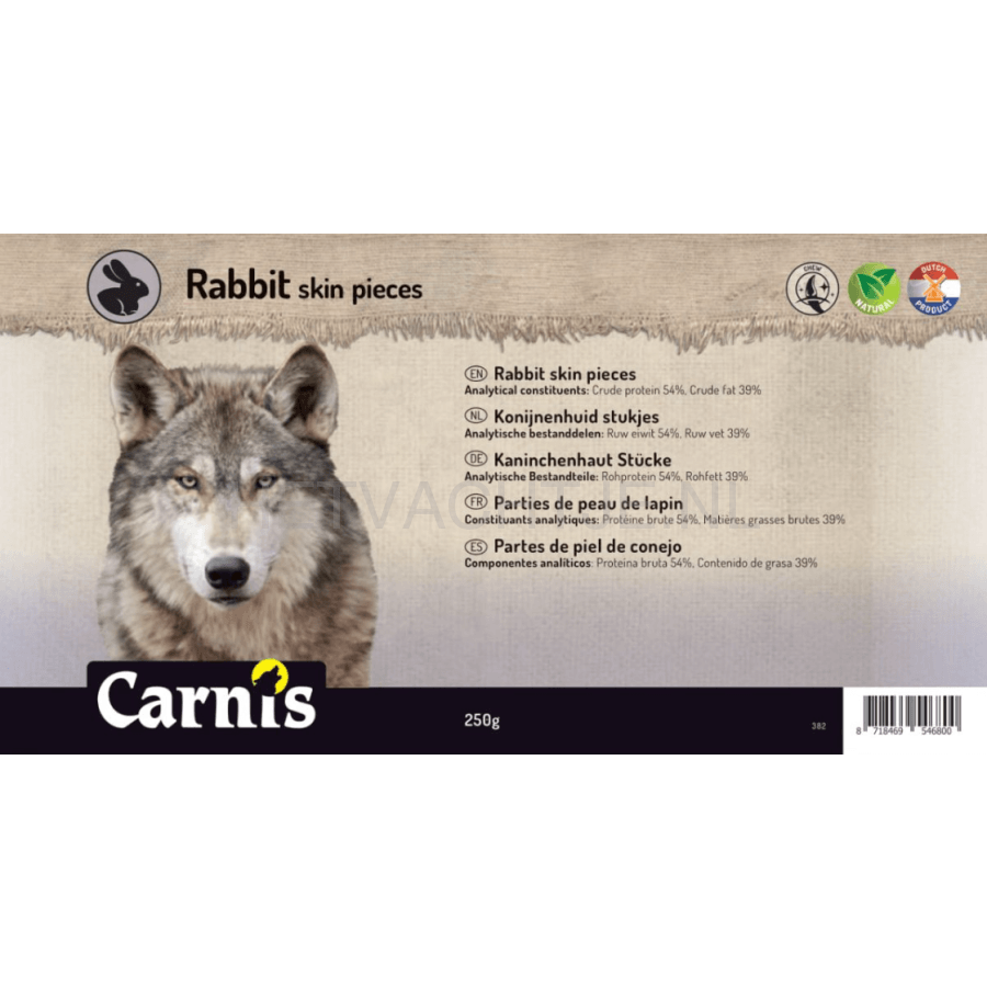 Carnis - Konijnenhuid Stukjes Hondensnack