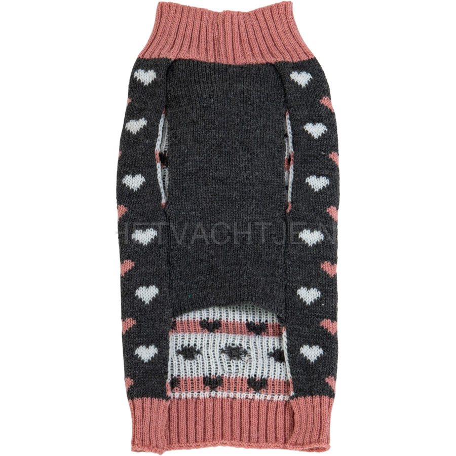 Jv - Dogwalk Trui Hearts Grijs/Roze