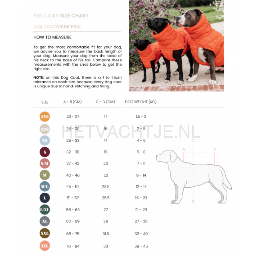 Kentucky - Hondenjas Winter Pina Oranje