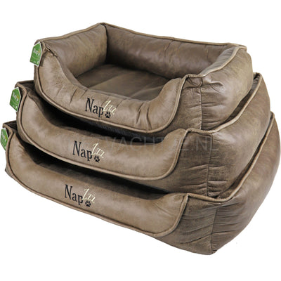 Napzzz Divan Leatherlook Duo Donkerbruin/bruin Hondenmanden