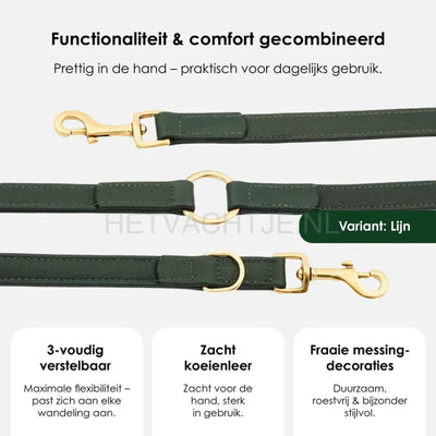 William Walker - Hoogwaardige leren hondenriem Dark Moss