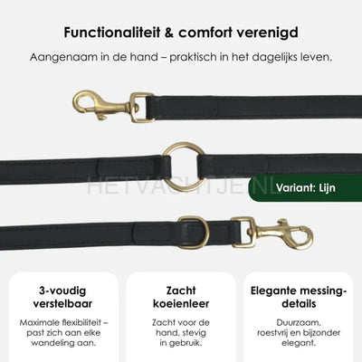 William Walker - Hoogwaardige leren hondenriem Noir