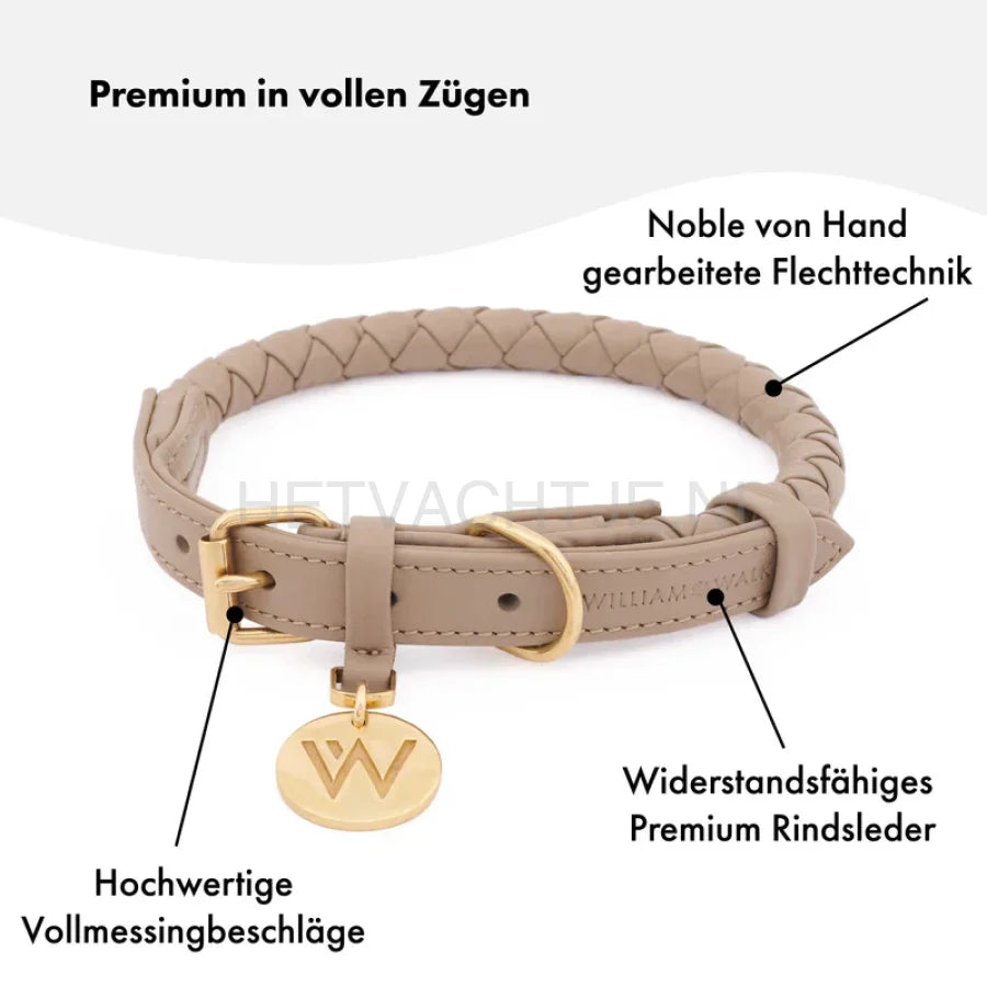 William Walker - Leren hondenhalsband Twisted Zand