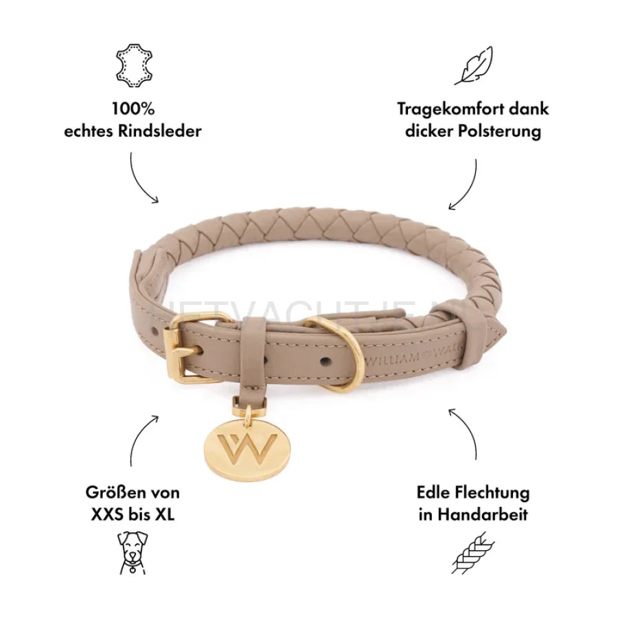 William Walker - Leren hondenhalsband Twisted Zand