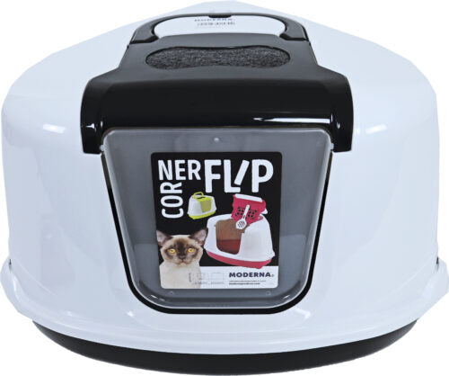 MODERNA - Kattentoilet Flip Corner Zwart/Wit