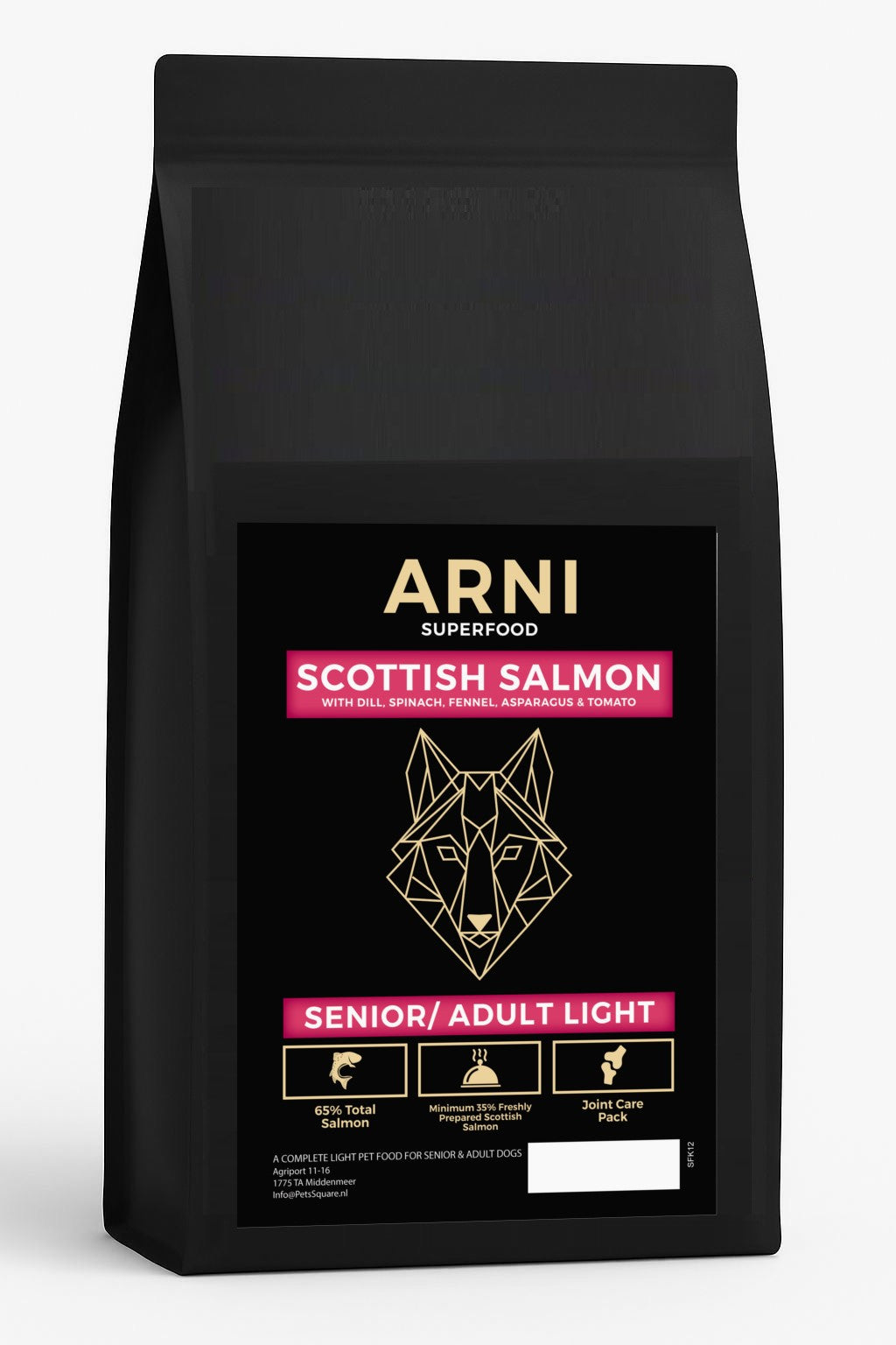 ARNI Superfood - Senior/Light Dog Scottish Salmon with Dill, Spinach, Fennel, Asparagus and tomato