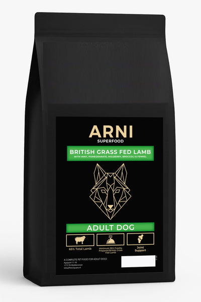 ARNI Superfood - Adult Dog British Grass Fed Lamb with Mint, Pomegranate, Mulberry, Broccoli and Fennel