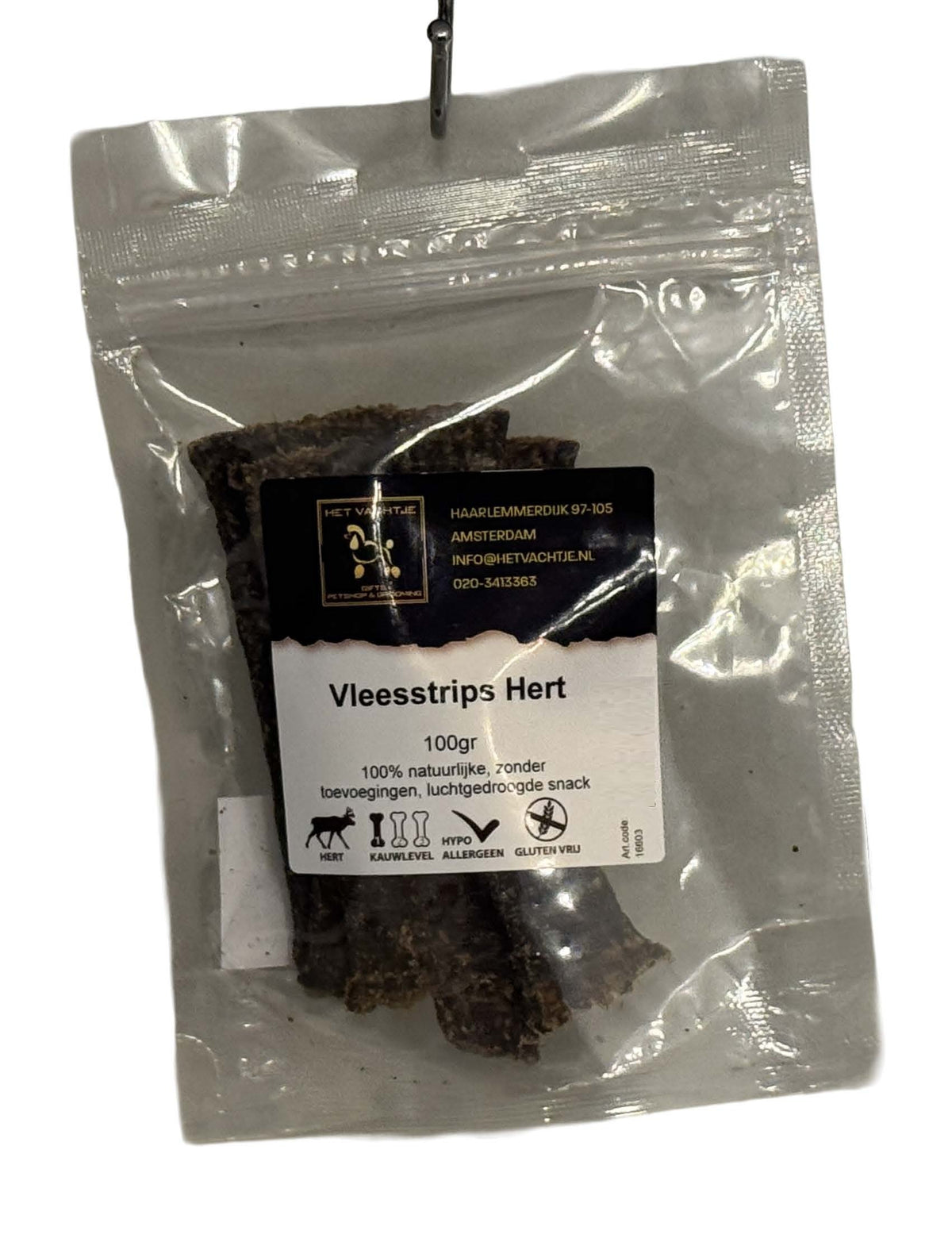 Het Vachtje Snack - Vleesstrips Hert - 100gr