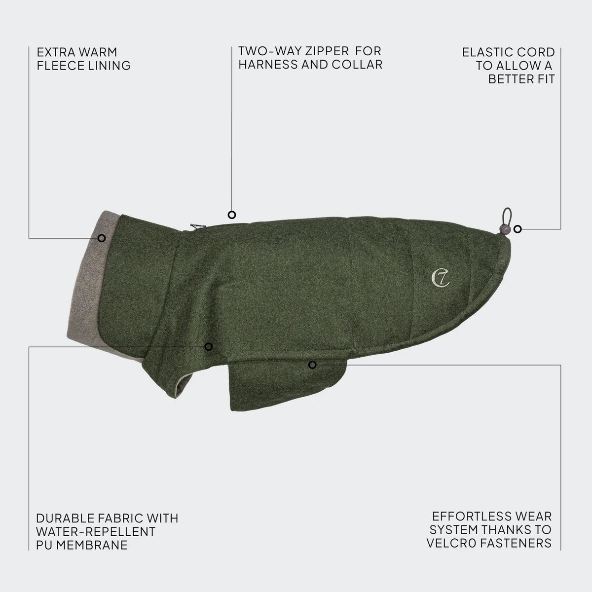 Cloud7 - Hondenjas Brooklyn Flanel Varengroen