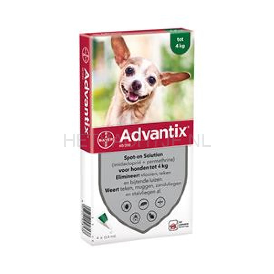 Advantix - Spot-On 4 Pipet Anti Vlo & Teek Middel Voor Honden Tot 4Kg Apotheek