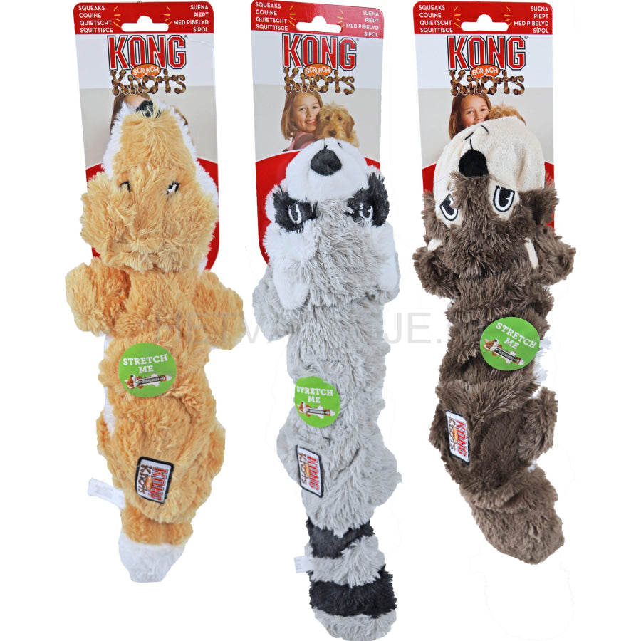 Kong Hond Knots Scrunch Eekhoorn Wasbeer Vos Pluche