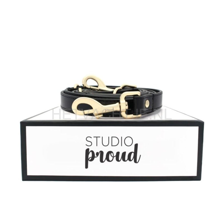 Studio Proud - Covent Garden-Handsfree Zwart Leren Hondenlijn