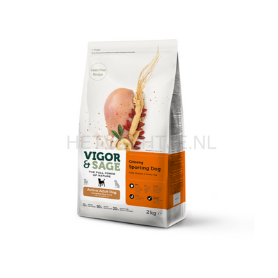 Vigor & Sage Ginseng Sporting Dog Actieve Volwassen Honden Hondenvoeding