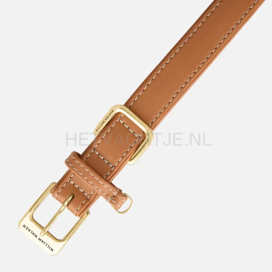 william Walker - Glad leren halsband Karamel