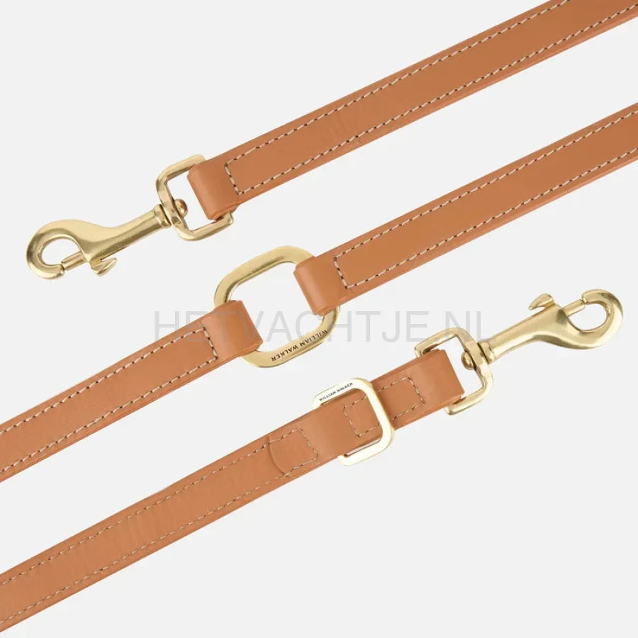 William Walker - Hoogwaardige hondenriem van glad leer Caramel
