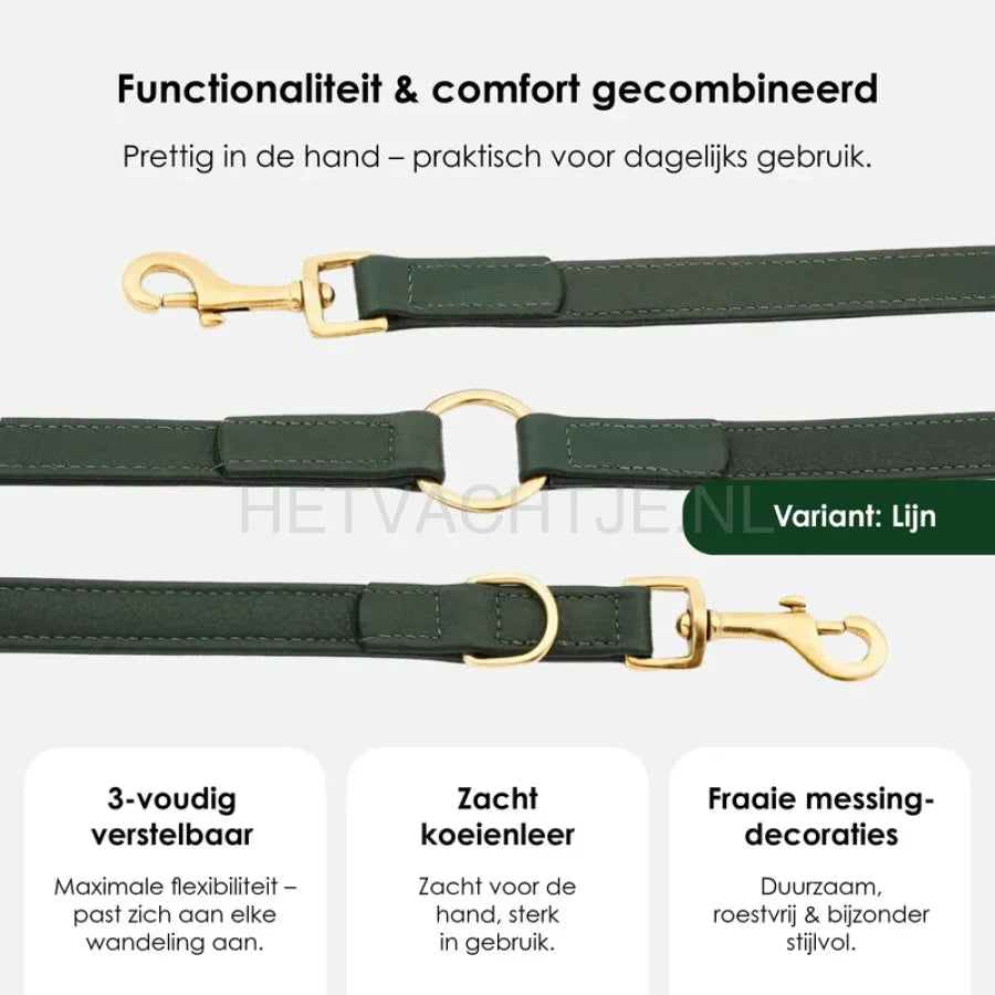 William Walker - Hoogwaardige leren hondenriem Dark Moss