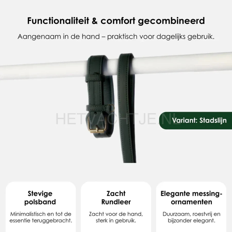 William Walker - Hoogwaardige leren hondenriem Dark Moss