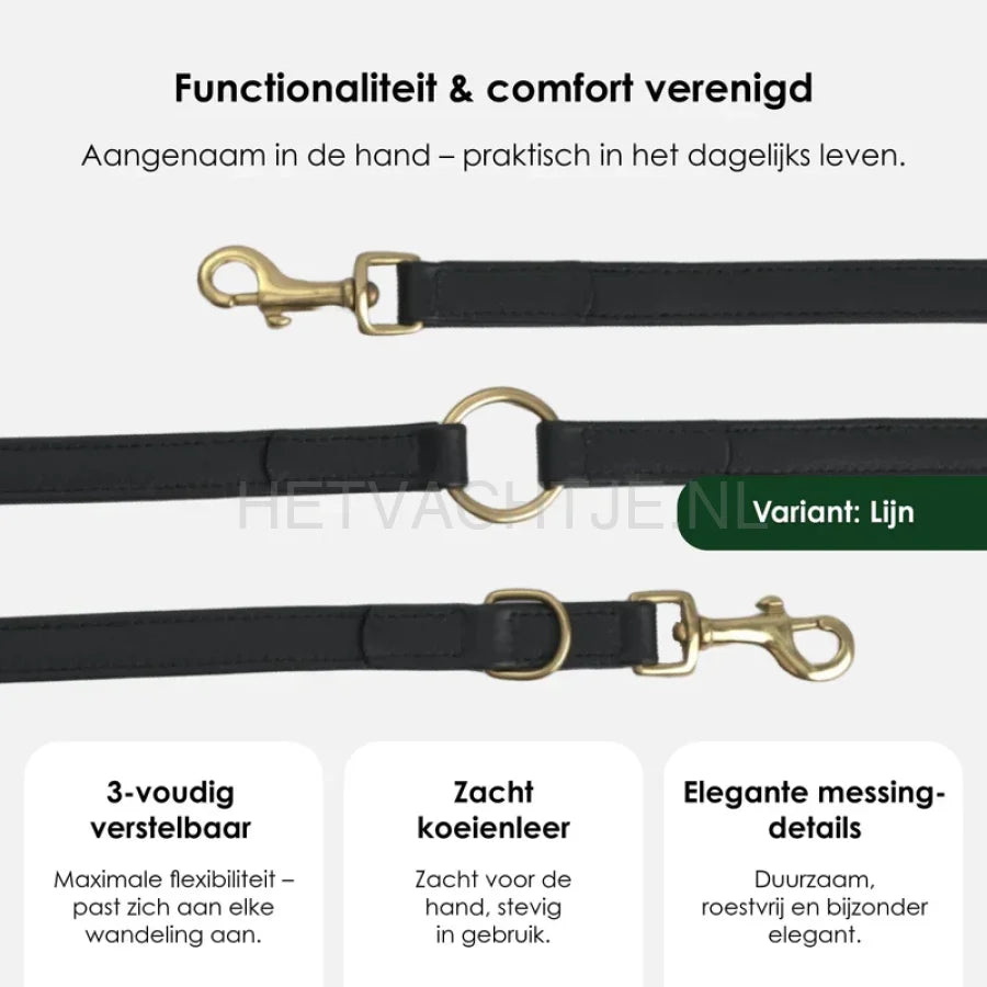 William Walker - Hoogwaardige leren hondenriem Noir
