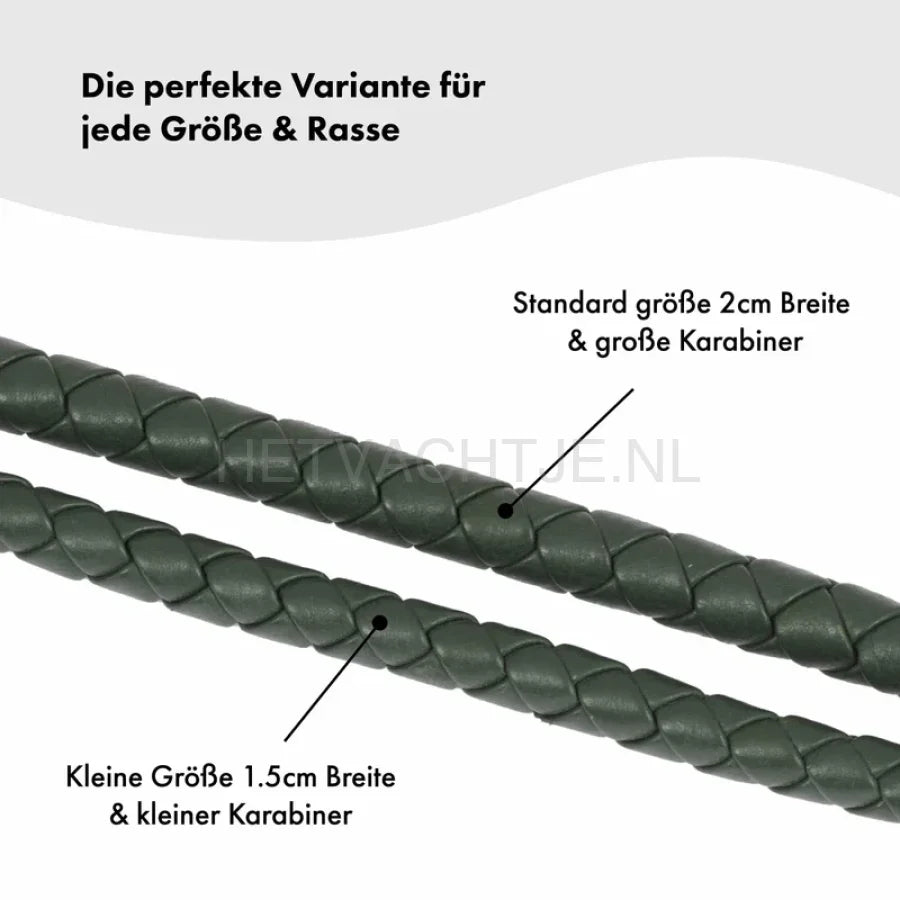 William Walker - Hoogwaardige leren hondenriem Twisted Dark Moss
