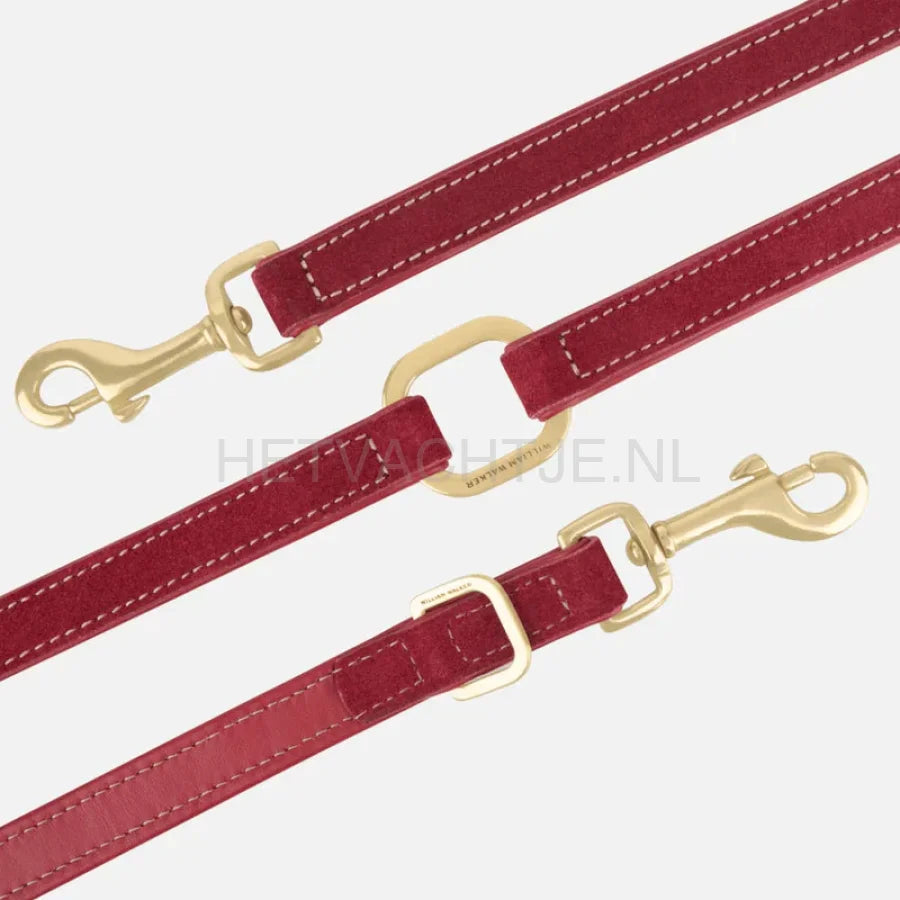William Walker - Hoogwaardige suède hondenriem Lambrusco