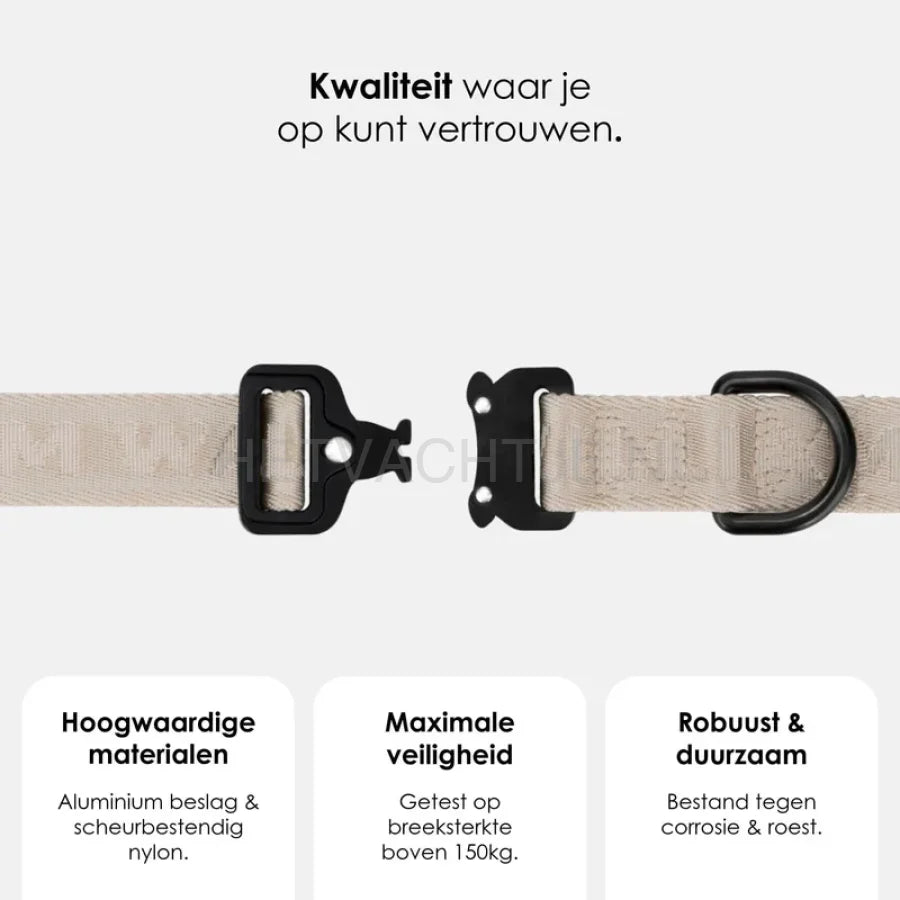 William Walker - Jacquard nylon hondenhalsband zand