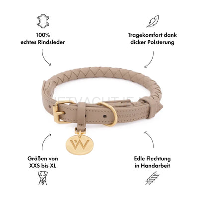William Walker - Leren hondenhalsband Twisted Zand