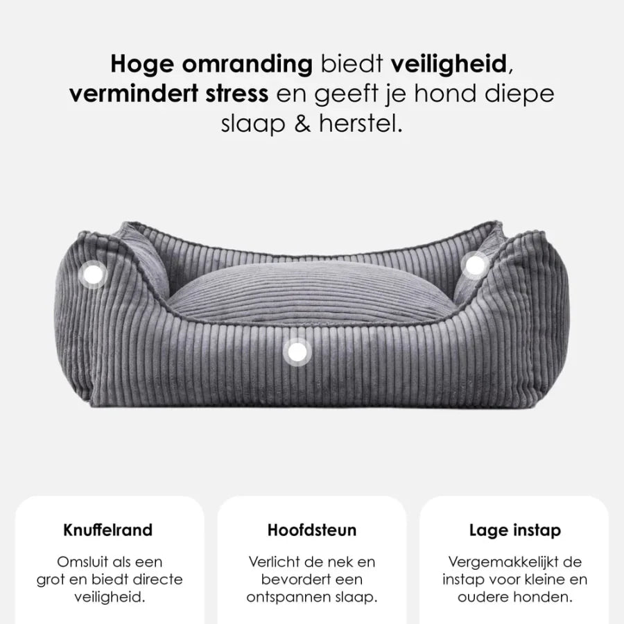 William Walker - Orthopedisch corduroy hondenbed Charcoal