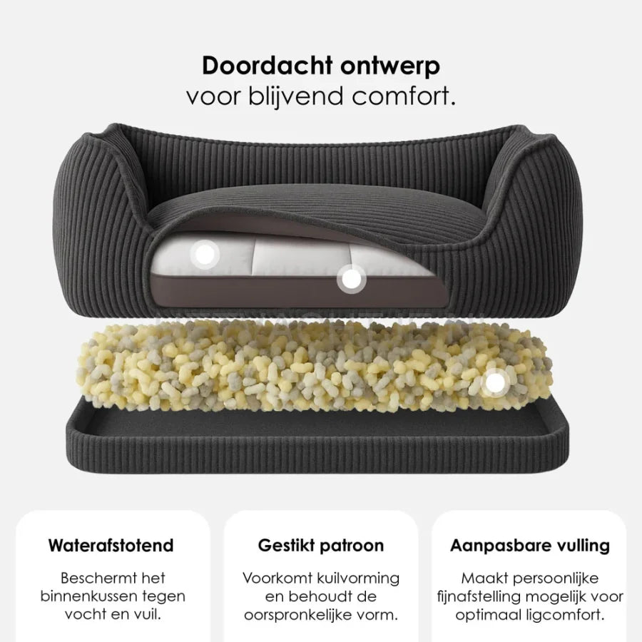 William Walker - Orthopedisch corduroy hondenbed Charcoal
