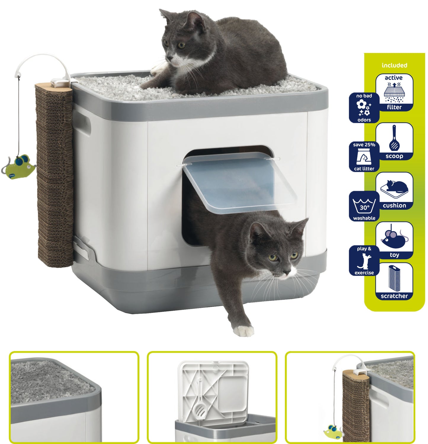 MODERNA - Plastic Kattentoilet/Slaapmand Grijs